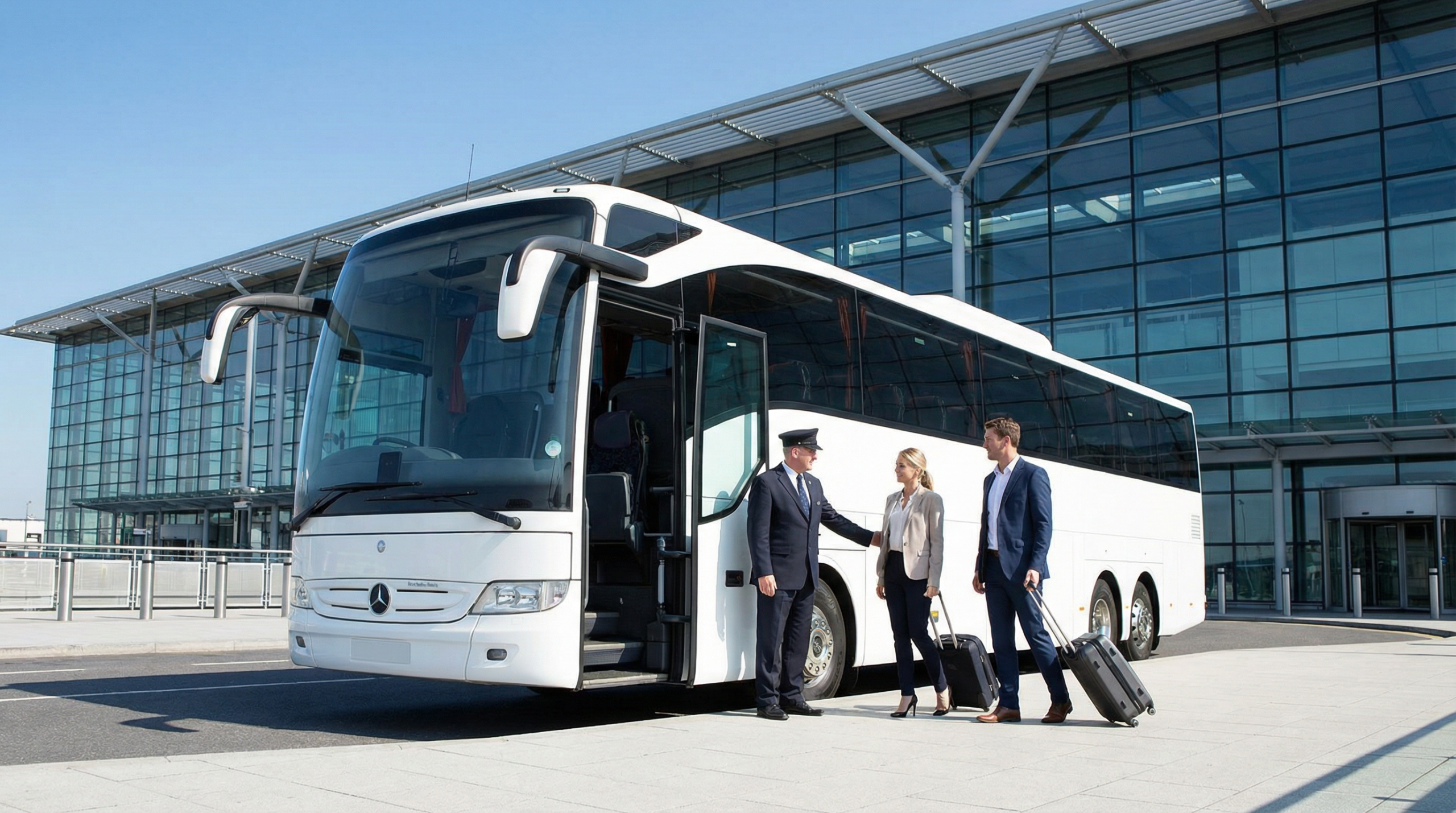 Executive airport transfers London - Mercedes coach for group airport travel