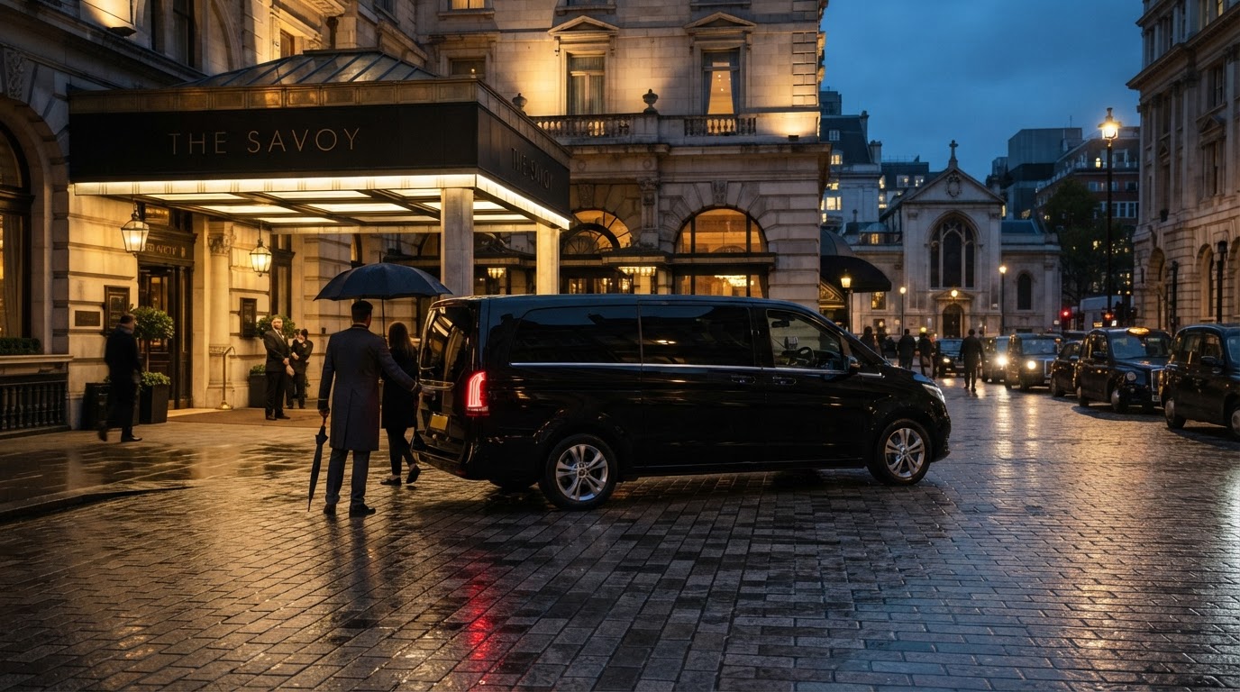 8 seater executive minibus hire London VIP vehicle near The Savoy